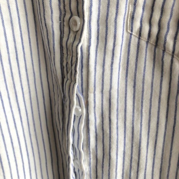 Striped White Button-Up Women's Top - Picture 7 of 12